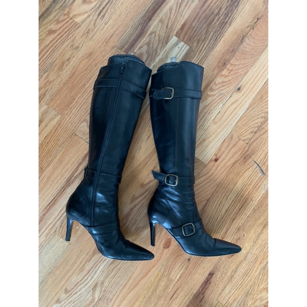 Manolo Blahnik Black Leather Boots size 35 1/2